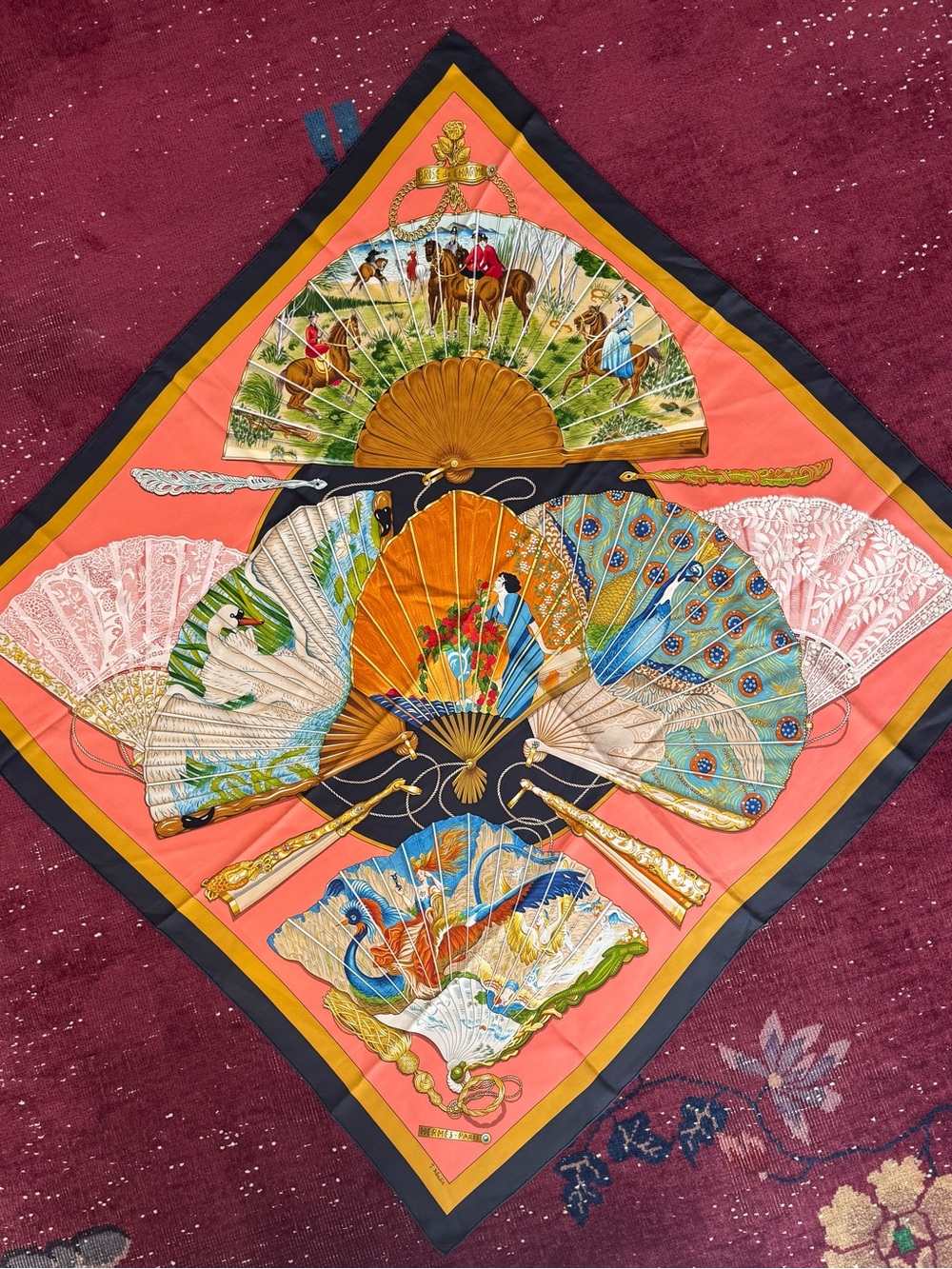 Stunning  Hermes-Paris  “Brise de Charme” Silk Scarf by Julie Abadie